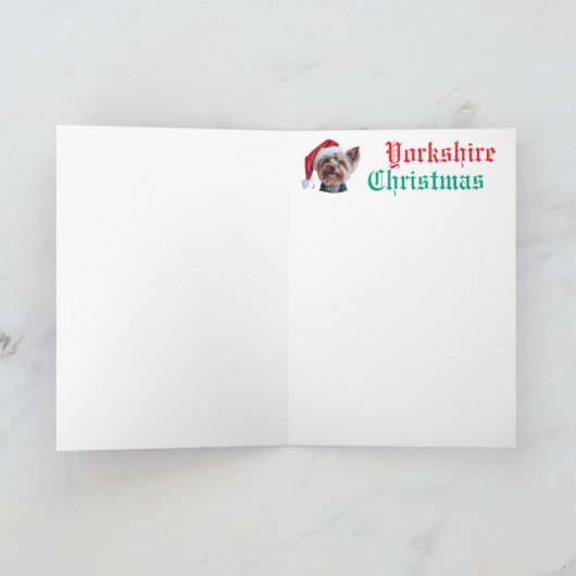 Yorkie Christmas Stocking Kaart (Binnen)