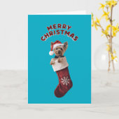 Yorkie Christmas Stocking Kaart (Gele Bloem)