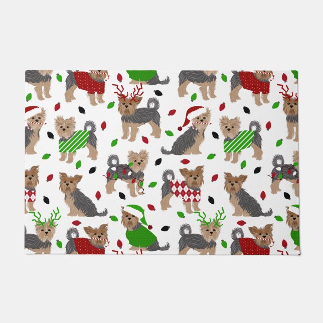 Yorkie Christmas Yorkshire Terrier Dog Deurmat (Voorkant)