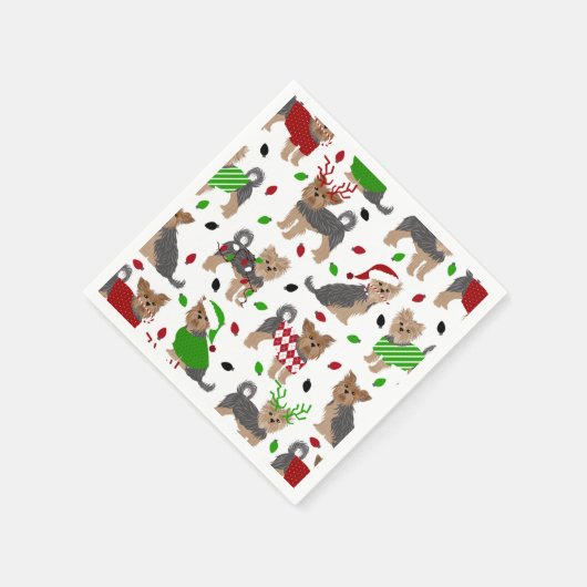 Yorkie Christmas Yorkshire Terrier Dog Servet (Hoek)