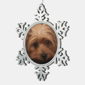 Yorkie Classic Pout Tin Sneeuwvlok Ornament (Rechts)
