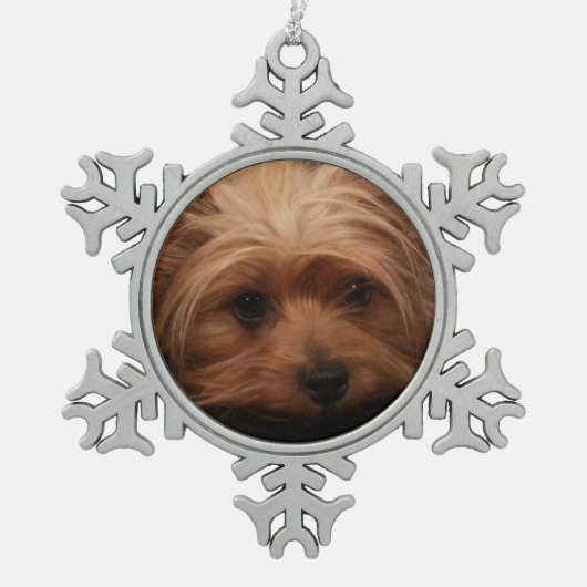 Yorkie Classic Pout Tin Sneeuwvlok Ornament (Voorkant)