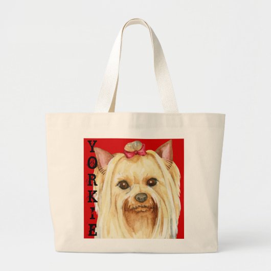 Yorkie Color Block Large Canvas tas (Voorkant)