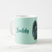 Yorkie Cute Puppy Painting in blauw en groen Koffiemok (Voorkant links)