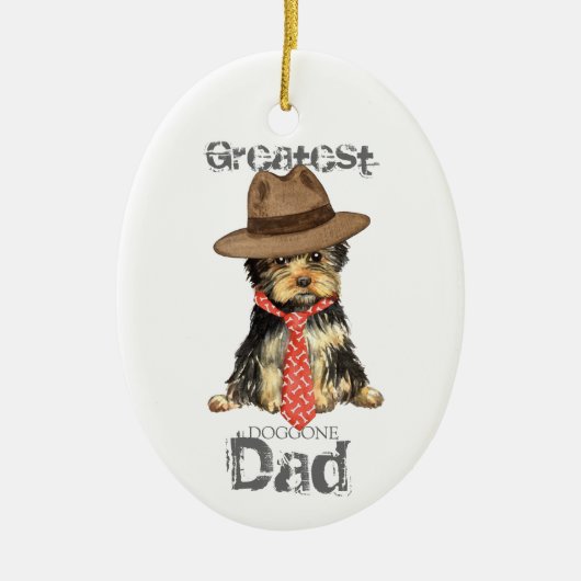 Yorkie Dad Ceramic Ornament (Voorkant)