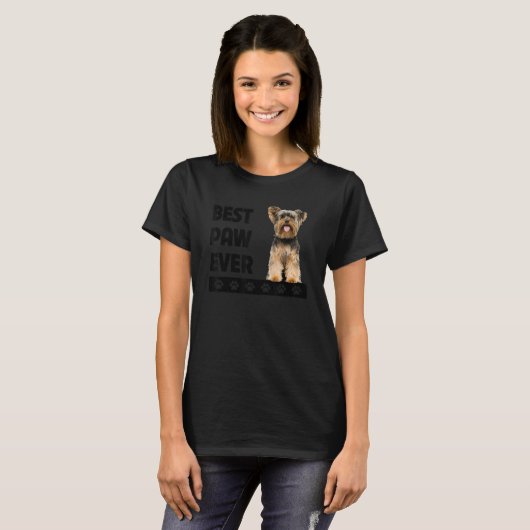 Yorkie Dad Day Yorkshire Terrier Best Paw T-shirt (Voorkant volledig)