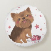 Yorkie de Schattigee probleemmaker Rond Kussen (Achterkant)