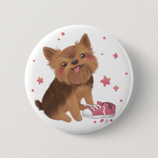 Yorkie de Schattigee probleemmaker Ronde Button 5,7 Cm (Voorkant)