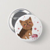 Yorkie de Schattigee probleemmaker Ronde Button 5,7 Cm (Voorkant /achterkant)