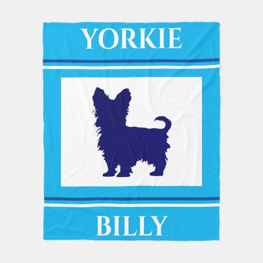 Yorkie deken. Persoonlijke naam. Fleece Deken (Voorkant)