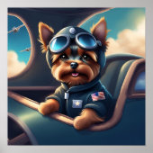 Yorkie die in het vliegtuig AI vliegt produceerde Poster (Voorkant)