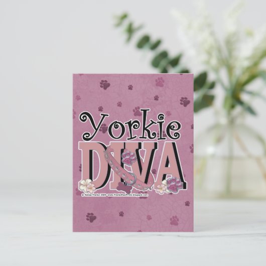 Yorkie DIVA Briefkaart (Staand voorkant)