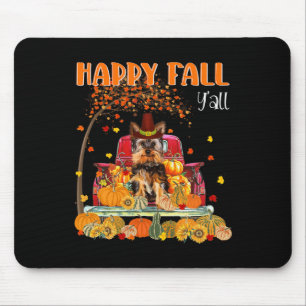 Yorkie Dog Autumn Herfst Pumpkin Truck Mappe Thank Muismat