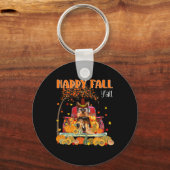 Yorkie Dog Autumn Herfst Pumpkin Truck Mappe Thank Sleutelhanger (Voorkant)