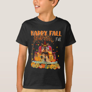 Yorkie Dog Autumn Herfst Pumpkin Truck Mappe Thank T-shirt
