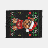 Yorkie Dog Christmas Wearing Ugly Christmas Sweate Fleece Deken (Voorkant (Horizontaal))
