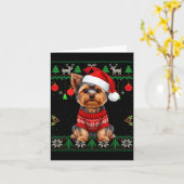 Yorkie Dog Christmas Wearing Ugly Christmas Sweate Kaart (Gele Bloem)