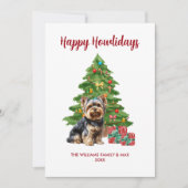Yorkie Dog Family Kerstmis Feestdagenkaart (Voorkant)