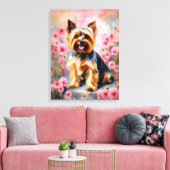 Yorkie Dog Flower Canvas Afdruk (Insitu (Woonkamer))