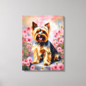Yorkie Dog Flower Canvas Afdruk (Voorkant)