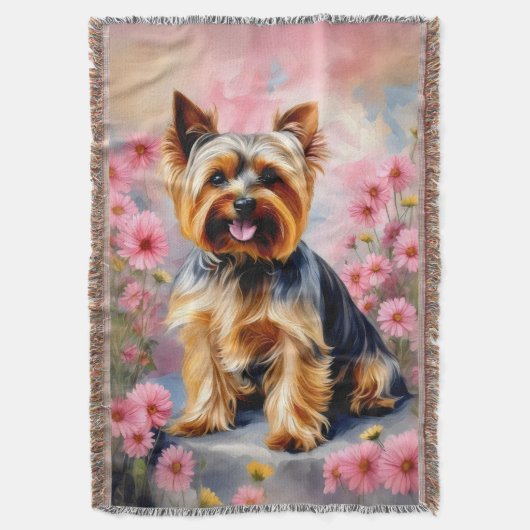 Yorkie Dog Flower Deken (Voorkant Verticaal)