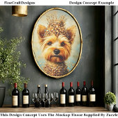 Yorkie Dog, Gold Crown & Jewel Collar EA5 Decoupag Tissuepapier