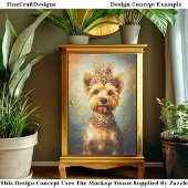 Yorkie Dog, Gold Crown & Jewel Collar EA5 Decoupag Tissuepapier