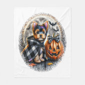 Yorkie Dog Halloween Fleece Deken (Voorkant)