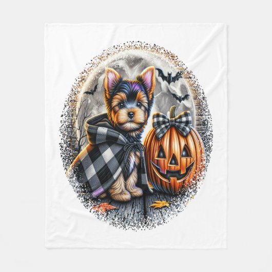 Yorkie Dog Halloween Fleece Deken (Voorkant)