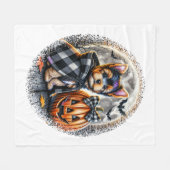 Yorkie Dog Halloween Fleece Deken (Voorkant (Horizontaal))