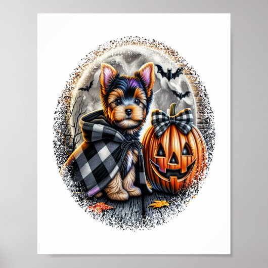 Yorkie Dog Halloween Poster (Voorkant)