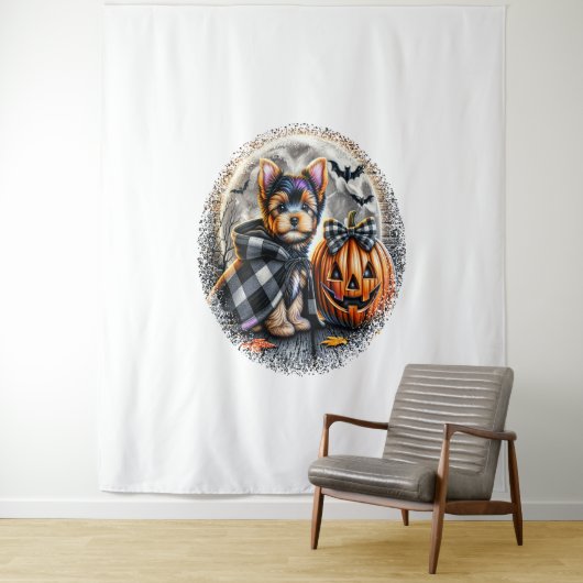 Yorkie Dog Halloween Wandkleed (In situ)