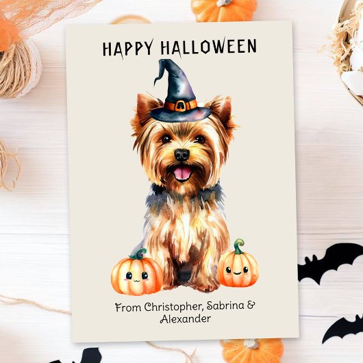 Yorkie Dog Happy Halloween Feestdagenkaart