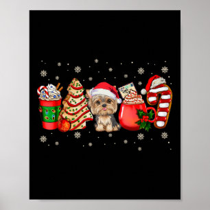 Yorkie Dog Kerst Pyjama Koffie Latte Mokken XMA Poster