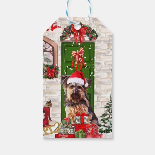 Yorkie Dog Kerstmis Cadeaulabel (Achterkant)
