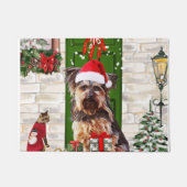 Yorkie Dog Kerstmis Deurmat (Voorkant)