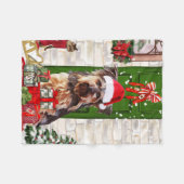 Yorkie Dog Kerstmis Fleece Deken (Voorkant (Horizontaal))