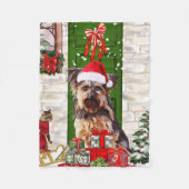 Yorkie Dog Kerstmis Fleece Deken (Voorkant)