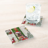 Yorkie Dog Kerstmis Glazen Onderzetter (Schuin)