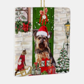 Yorkie Dog Kerstmis Keramisch Ornament (Rechts)