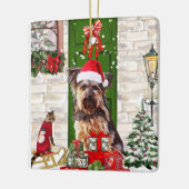 Yorkie Dog Kerstmis Keramisch Ornament (Links)