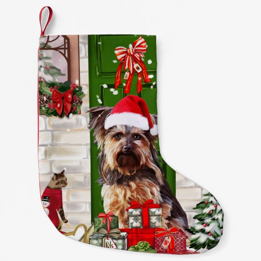 Yorkie Dog Kerstmis Kleine Kerstsok (Voorkant)