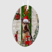 Yorkie Dog Kerstmis Ornament (voorkant)