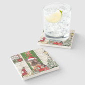 Yorkie Dog Kerstmis Stenen Onderzetter (Zijkant)