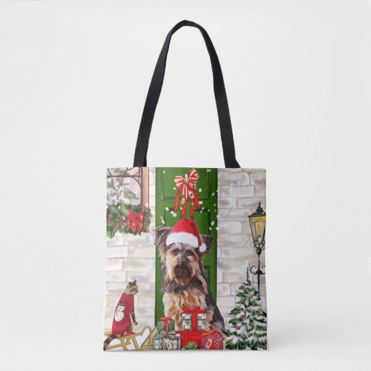 Yorkie Dog Kerstmis Tote Bag (Voorkant)