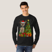 Yorkie Dog Lighting Xmas - kerstboom - kerstman T-shirt (Voorkant volledig)