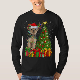 Yorkie Dog Lighting Xmas - kerstboom - kerstman T-shirt
