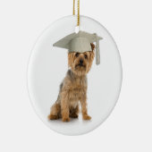 Yorkie Dog met Afstuderen Pet Keramisch Ornament (Rechts)