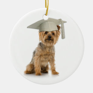 Yorkie Dog met Afstuderen Pet Keramisch Ornament