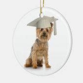 Yorkie Dog met Afstuderen Pet Keramisch Ornament (Links)